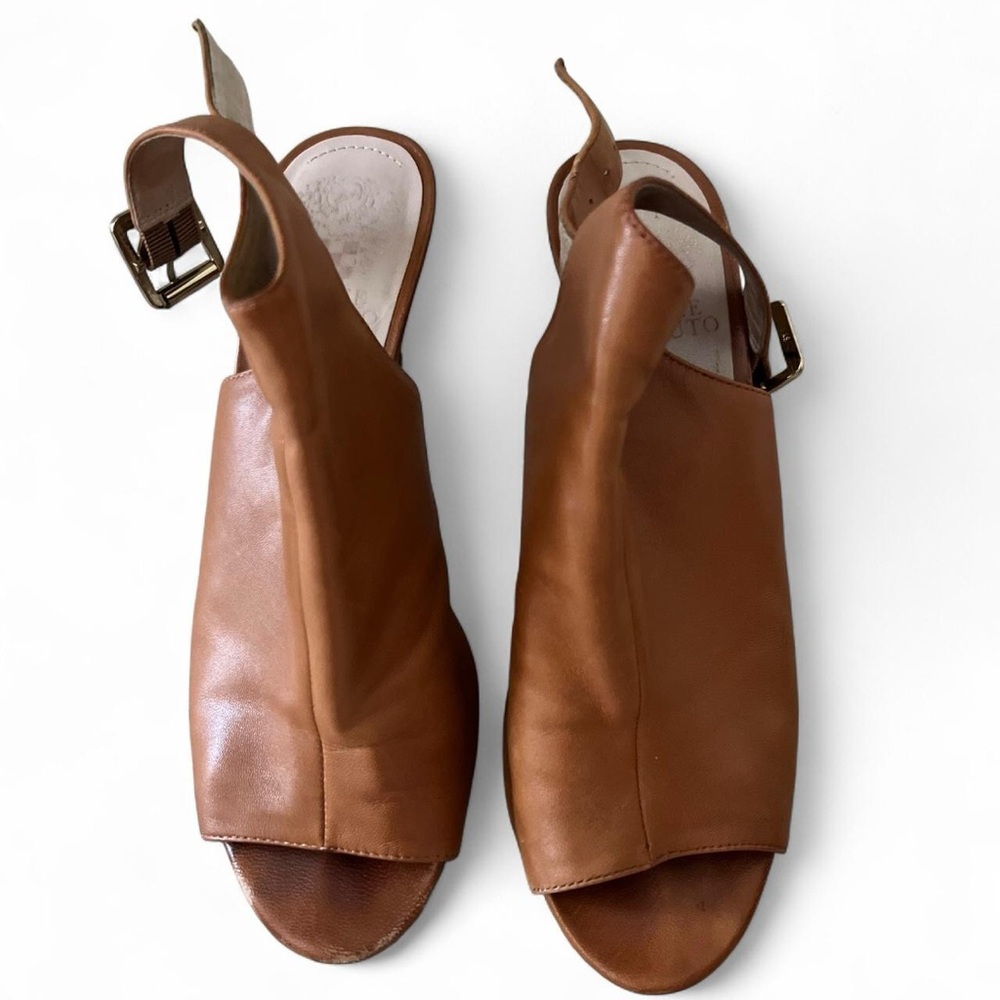 Vince Camuto Brown Leather Slingback Sandals